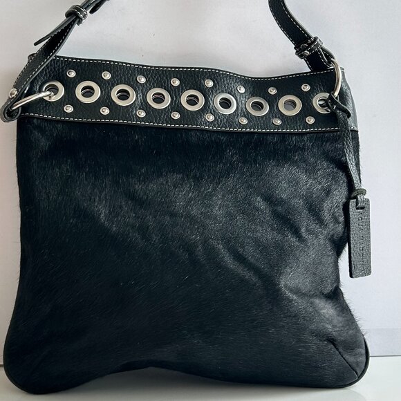 Aqua Madonna Crossbody/Shoulder Bag in Black, accented with Grommets and Studs - Picture 3 of 14